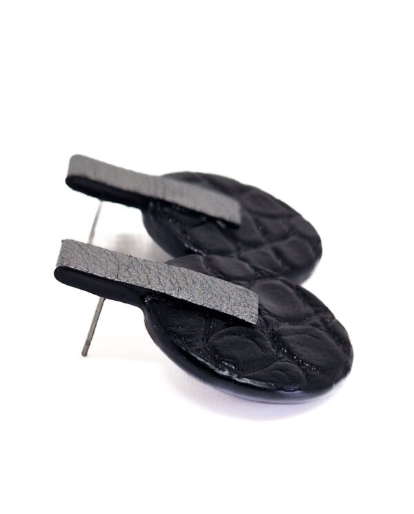 Croco. Cuir noir argent